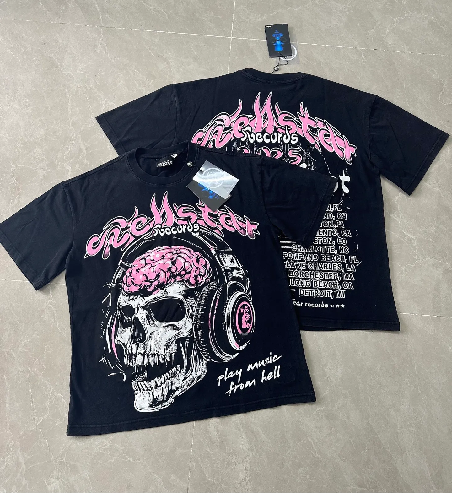 960# Black I P62 In Stock Hellstar T （fabric):32 250 Sizes（size）：S-M- L- X L （colour）： Black